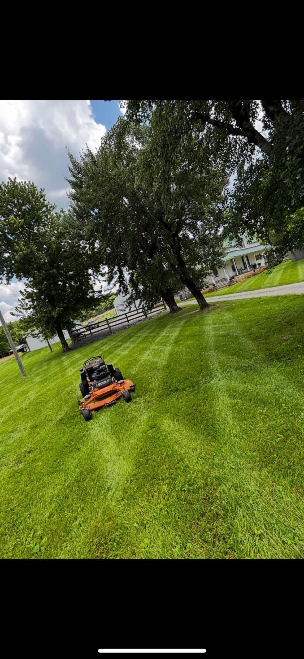 Beautifully striped mowed lawn